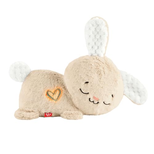 Fisher-Price Baby Sound Machine Soothe & Settle Bunny Portable Plush Toy with Music, Lights & Motion for Newborns