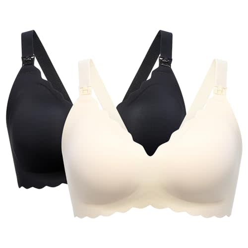 Momcozy Nursing Bras for Breastfeeding, Seamless Pregnancy Maternity Bra Wireless Classic Jelly Strip Support Nursing Bra