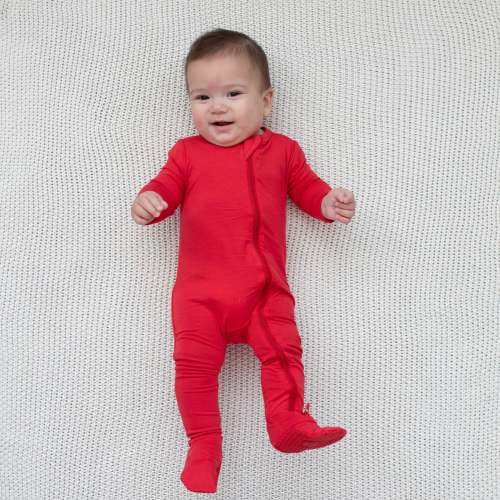 Zippered Footie in Cardinal