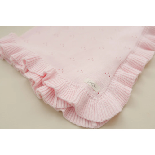 Frilled Pointelle Blanket - Petal Pink