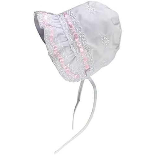 N'Ice Caps Baby Girls Bonnet White Lace Newborn Infant Toddler Sun Hat Special Occasion