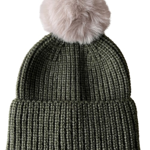 Rib Knit Fur Pom Hat, Wilderness – SpearmintLOVE