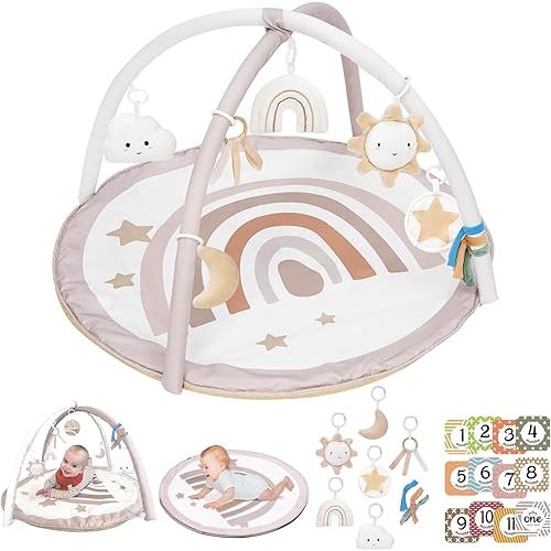 Baby Gym and Infant Play Mat Rainbow Design for Newborn Stage-Based Developmental Activity Gym for Toddlers Aged 0 to 3 6 9 12 Months Old Babies