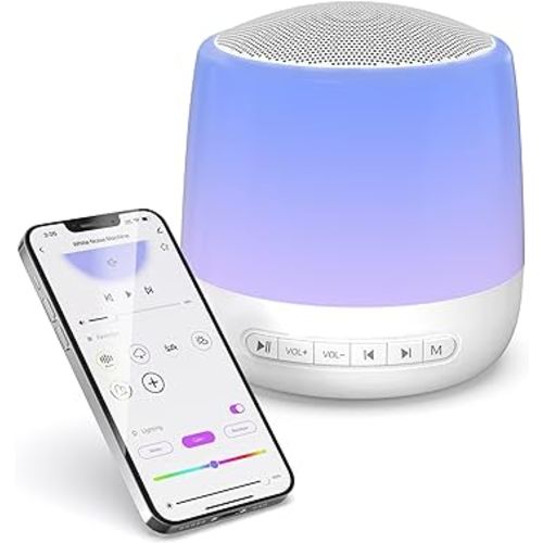 Baby Sound Machine with Night Light, White Noise Machine for Kids and Adults, 34 Soothing Sounds, Customizable Favorites, APP Remote Control, Alarm Clock, Child Lock, Scheduled Sleep Routine