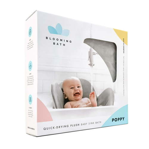 Blooming Bath Poppy Baby Bath Seat - Sink Baby Bath Insert, Gray/Yellow