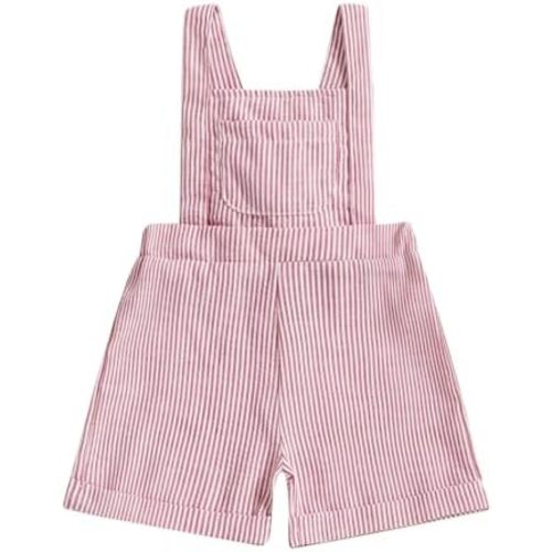 Karuedoo Toddler Baby Boy Girl Clothes Seersucker Overalls Shorts Sleeveless Striped Suspender Romper Jumpsuit Summer Outfit