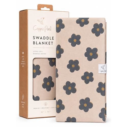Copper Pearl Swaddle Blankets for Newborns | Soft Stretchy Receiving Blankets for Boys and Girls | Large 46 x 46 Inch Baby Blankets | Lightweight and Breathable Swaddles | Gemma in Tan