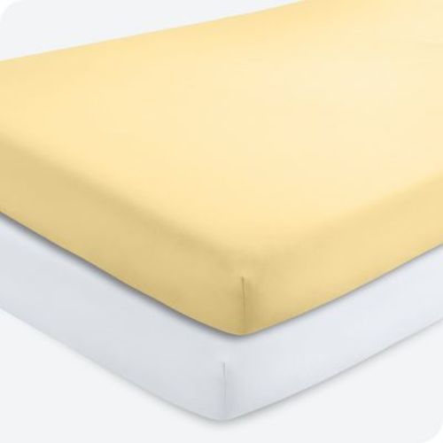 Crib Microfiber Sheet Morning Sun/White 2pk