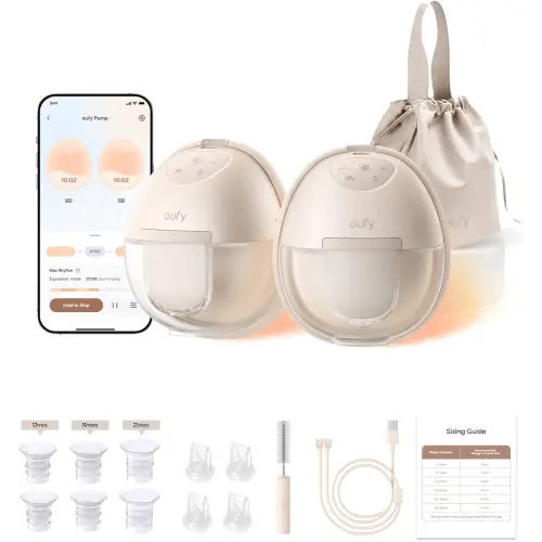 eufy Security Heated Breast Pump S1, Hands-Free Breast Pump with Industry-Leading HeatFlow Tech, App-Controlled OptiRhythm, Hospital-Grade Suction, Leakproof, Slim and Ultra-Quiet for in-Bra Use