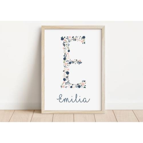 Floral Initial Personalised Name Print New Baby Girl Gift Flower Name Print Personalised Prints for Girls Nursery Print pink Floral - Etsy