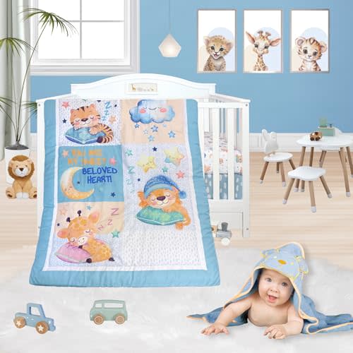 TrenD'Lay 4 Piece Baby Crib Bedding Set for Boys or Girls, Crib Set, Baby Bedding Set, Boy Crib Bedding Set, Crib Set, Juego de cuna para Bebe.