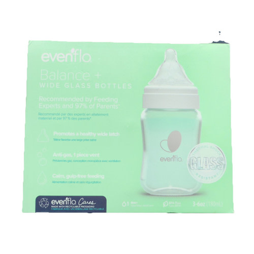 Evenflo Balance Wide-Neck Glass Anti-Colic Baby Bottles - 6oz