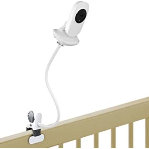 Flexible Baby Monitor Mount for VTech VM819 Baby Monitor Baby Camera Holder Stand Shelf, Versatile Twist Mounting for Crib Nursery Cot Shelves or Furniture, Baby Monitor Kits, White, No Drill