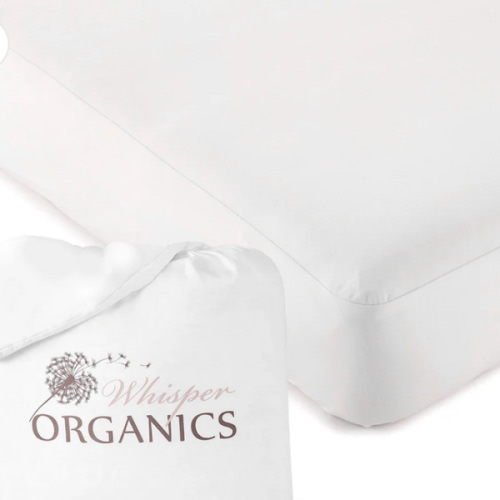 Organic Crib Mattress Protector – 100% Waterproof, GOTS and Fairtrade Certified, Soft Quiet Jersey, Breathable and Machine Washable, 52x28x9 – Whisper Organics