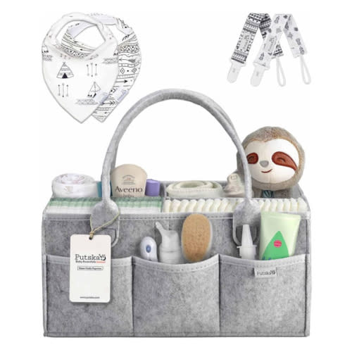 PUTSKA Baby Diaper Caddy Organizer Nursery Basket Set Baby Basket Gift Registry Baby Shower List Baby Must Haves Essentials Neutral Baby Stuff For Newborn