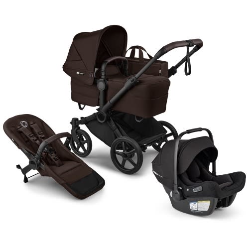 Bugaboo Donkey 6 Mono + Turtle Air Shield Travel System Bundle - Black / Cocoa Brown / Cocoa Brown