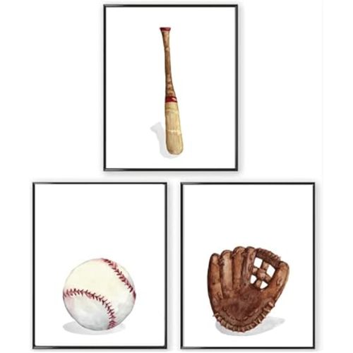 Baseball Kids Room Posters - Wall Art Decor for Boys Bedroom, UNFRAMED 8" X 10