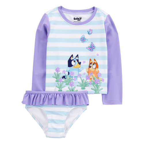 Toddler Bluey™ 2-Piece Rashguard Swimsuit Set - Blue/Purple - Carter's | Carter's