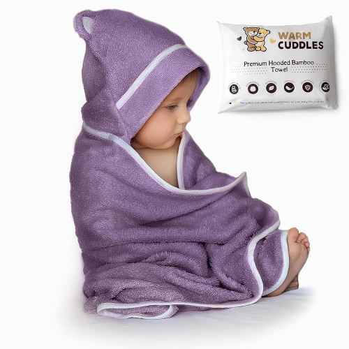 Premium Baby Bath Towel - Rayon Made from Bamboo Hooded Baby Towels - Newborn Baby Towel with Hood - Large Hooded Towel for Newborn Infant Boy Girl (Purple)