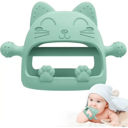 Baby Teething Toys for Babies 0-6 Months,Baby Teether Chew Toys for Teething Relief,Silicone Teething Mitt,Baby Toys 6 to 12 Months,Perfect Baby Shower Gifts for New Moms & Newborn(Cartoon Cat)