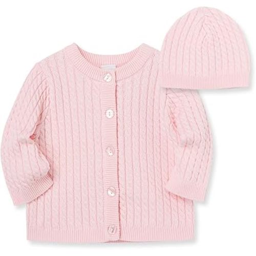 Little Me Baby Boys' and Girls' Cable Knit Sweater and Cap Set, 3 Months - 12 Months