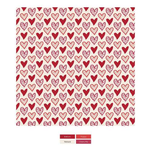 Print Footie with 2 Way Zipper in Natural Heart Doodles