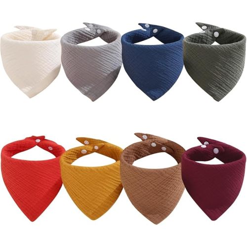 Muslin Bibs, 8 Pack Baby Bandana Drool Bibs,Extra Absorbent Soft Cotton,Baby Bib for Drooling and Teething
