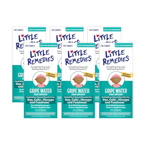 Little Remedies Gripe Water for Babies, Colic and Baby Gas Relief for Newborns, 4 Fl Oz, 6 Pack