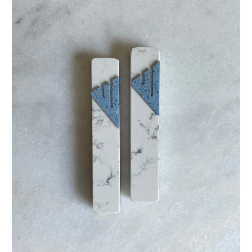 Carrara Mezuzah | Light Blue Shin
