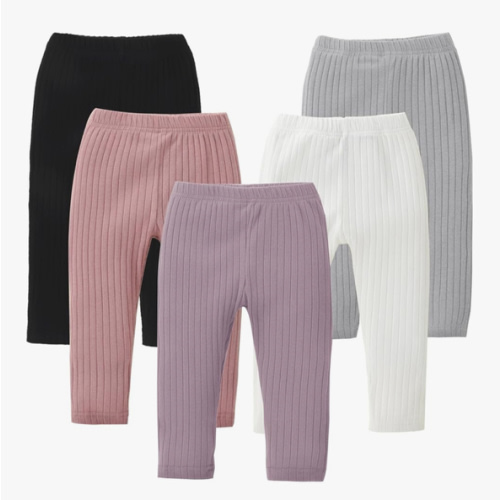DREAM BUS 5 Pack Toddler Girl Pants Baby Girl Solid Ribbed Pants Toddler Girls Bottoms Leggings Newborn Cotton Jogger
