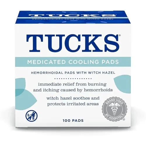 TUCKS Medicated Cooling Pads, 100 Count – Pads with Witch Hazel, Cleanses Sensitive Areas, Protects from Irritation, Hemorrhoid Treatment, Medicated Pads Used By Hospitals