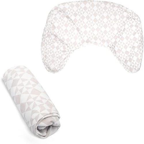 Boppy Nursing Pillow Cover, Beige Graph Checker, Single Cover, Easy-On Slipcover with Gentle 100% Organic Cotton Fabric for The Redesigned Nursing Pillow