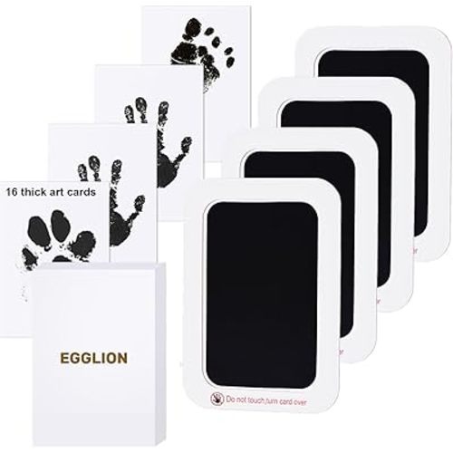 4-Pack Inkless Baby Hand and Footprint Kit with Mess-Free Ink Pad – Newborn Footprint & Paw Print Kit for Dogs and Cats – Baby Safe Ink Pad for Hand, Foot & Paw Prints – 16 Keepsake Art Cards