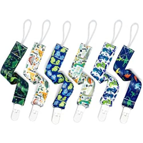 PandaEar Baby Pacifier Clips, 6 Pack Universal Holder Leash for Boys and Girls, Teething Toys Teethers