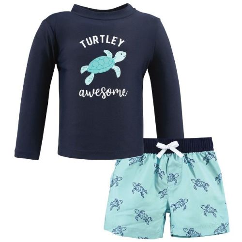 Hudson Baby Boys Swim Rashguard Set, Sea Turtle, 6-9 Months