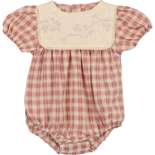 Textured Plaid Romper, Rose - Maniere | Maisonette