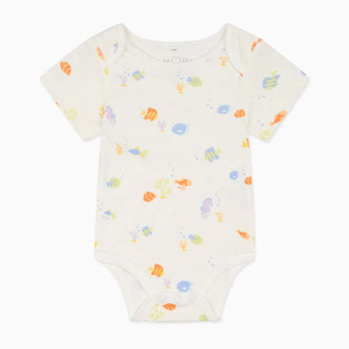 0-3 M Little Fish Short Sleeve Bodysuit Little Fish Print / Newborn