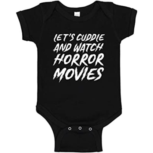 Let's Cuddle and Watch Horror Movies Baby Bodysuit or Toddler T-Shirt Halloween Spooky Baby Clothes