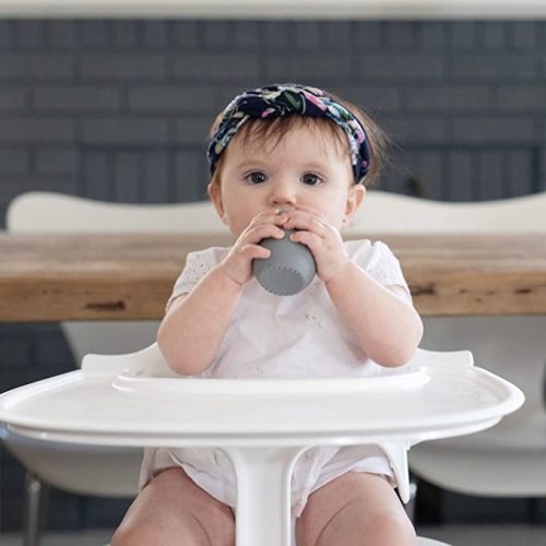 ez pz Tiny Cup (Gray) - 100% Silicone Training Cup for Infants - Designed by a Pediatric Feeding Specialist - 4 months+ - Baby-led Weaning Gear & Baby Gift