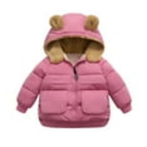 KTMKH Toddler Kids Baby Boys Girls Winter Warm Solid Coats Bear Ears Hooded Padded Jacket Outwear For 12-18 Months