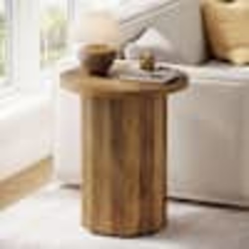 BYBLIGHT Kerlin 19.6 in. Brown Round Engineered Wood End Table Circle Side Table for Living Room BB-SL0028JF