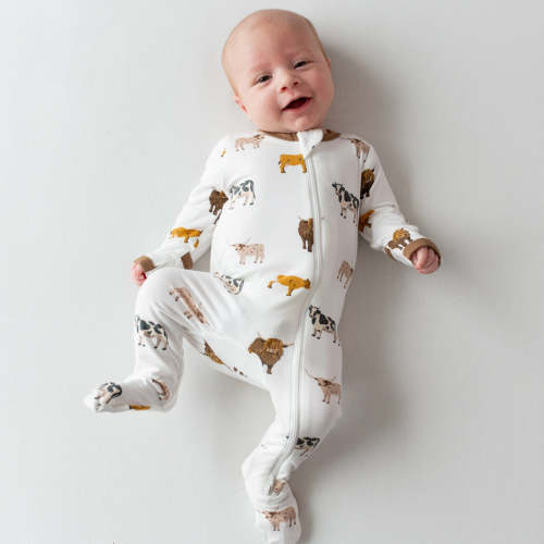 Zippered Footie in Moo