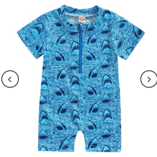 12-18m Baby Boy Short Sleeve Shark Swimsuit – The Trendy Toddlers