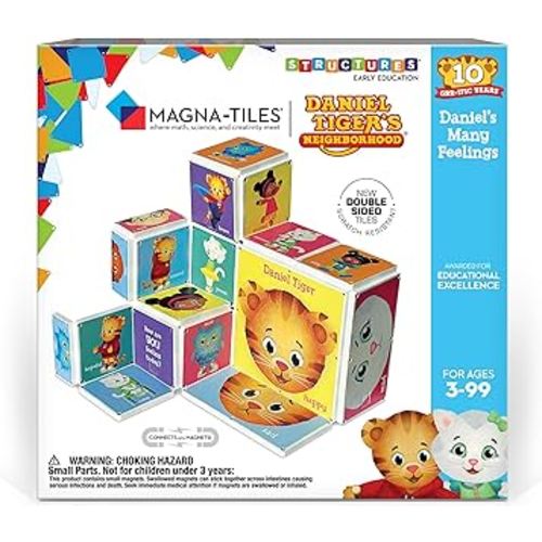 CreateOn Daniel Tigers Neighborhood: Daniel’s Many Feeling’s Magna-Tiles Structure Set, Magnetic Kids Building Toys, Educational Stem Toys for Ages 3+, 18 Pieces