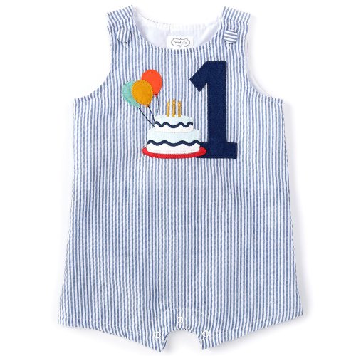 Mud Pie Baby Boys 12-18 Months First Birthday Seersucker Jon Jon Shortall