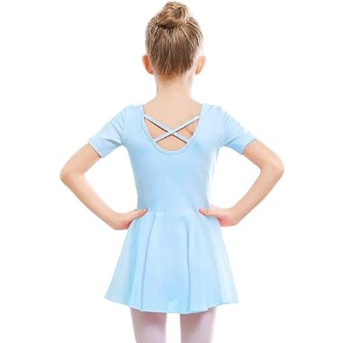 Stelle Ballet Leotards for Girls Dance Leotard with Skirt Toddler Activewear Dresses Criss-Cross Bow Back (Little/Big Kid)