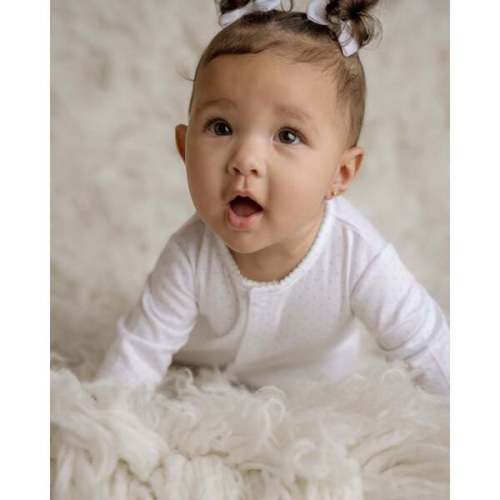 Sage Polka Dot Pima Footie, White - Cuclie | Maisonette