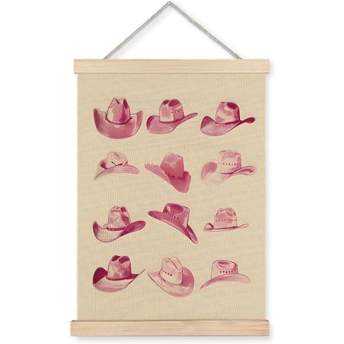 JINYO Pink Western Decor, Trendy Retro Cowgirl Wall Art Poster, Cowgirl Wall Decor, Cowgirl Room Decor, Pink Cowgirl Decor, Western Art Wall Decor for Home Room Dorm, 12x16 Inches