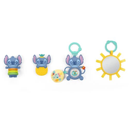 Disney Baby Stitch Tropical Treasures Gift Set by Bright Starts with 4 Stitch Inspired Toys Including Baby-Safe Mirror and Teether, Newborns & Up