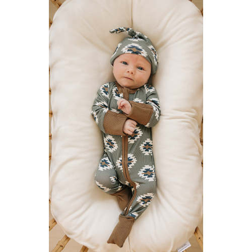 Southwest Aztec Ribbed Bamboo Zipper